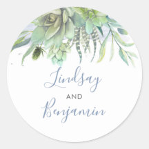 Succulents Greenery Dusty Blue Wedding