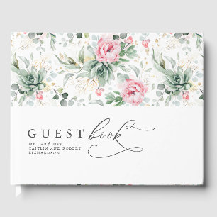 Succulents Greenery Pink Blume Boho Wedding Gästebuch