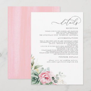 Succulents Greenery Pink Floral Hochzeitsdetails Begleitkarte