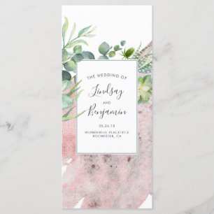 Succulents Greenery Rose Gold Hochzeitsprogramme Programm