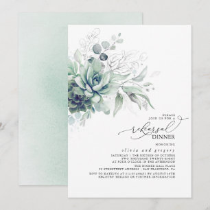 Succulents Greenery Silver Blätter Probe Abendesse Einladung