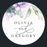 Succulents Greenery Wedding Classic Round Sticker<br><div class="desc">Grünpflanzen,  Sukkulente,  goldene Blätter Hochzeitsaufkleber</div>
