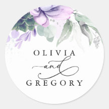 Succulents Greenery Wedding Classic Round Sticker