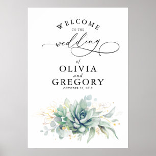 Succulents Grüne Wedding Welcome Poster