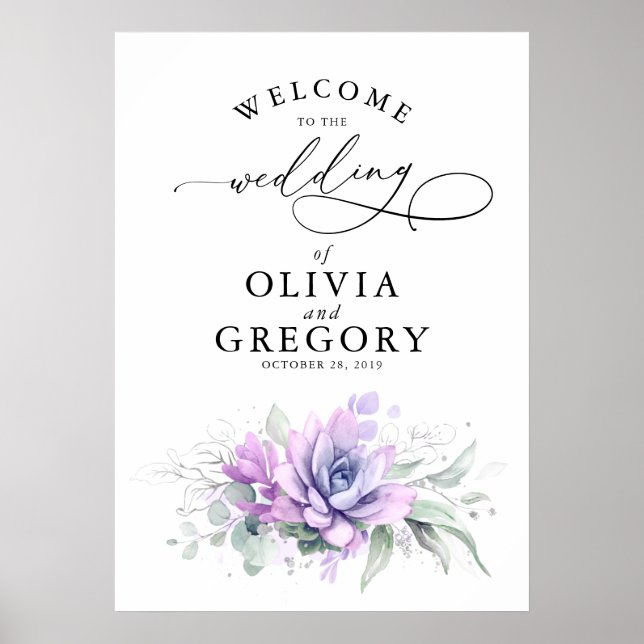 Succulents Mariage de verdure affiche de bienvenue (Devant)