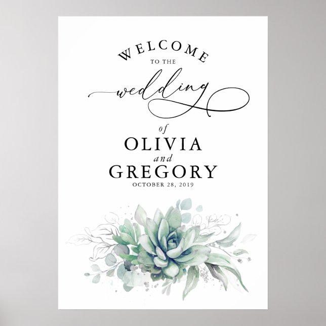 Succulents Mariage de verdure affiche de bienvenue (Devant)