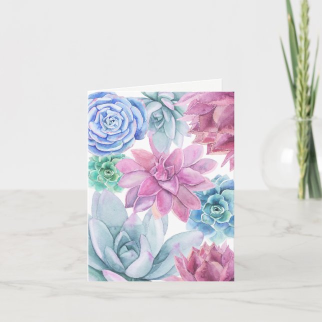 Succulents Moderne Chic Blanc Floral Chic Merci (Devant)