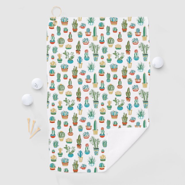 Succulents-Muster Golfhandtuch (Insitu)