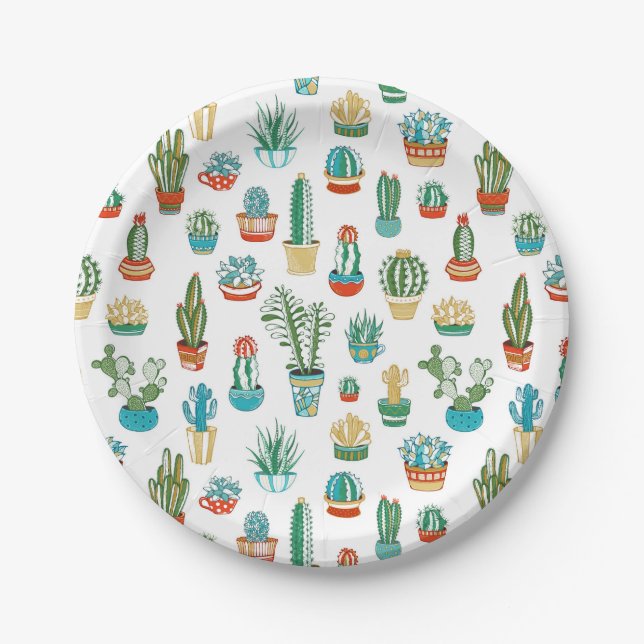 Succulents-Muster Pappteller (Vorderseite)