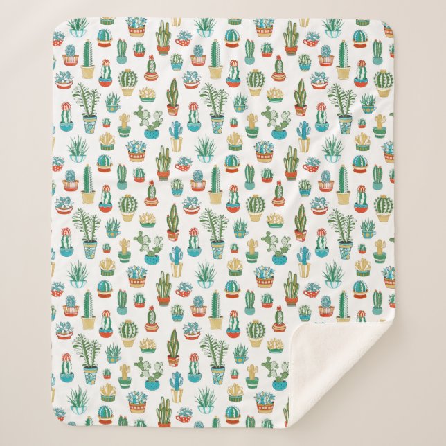 Succulents-Muster Sherpadecke (Vorderseite)