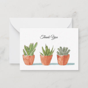 Succulents Plantes à l'affiche Cartes de remerciem