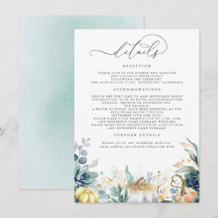 Succulents Pumpkins Gold Blätter Wedding Details E Begleitkarte