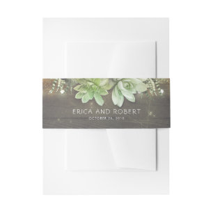 Succulents Rustic Country Wedding Einladungsbanderole