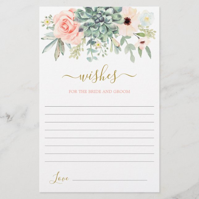 Succulents Souhaite pour la carte Mariée (Devant)