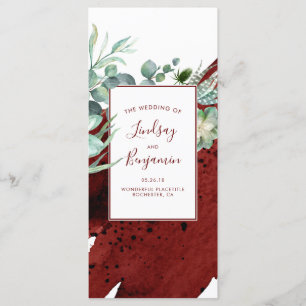 Succulents Verdure Bourgogne Red Wedding Programme