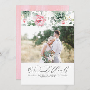 Succulents Verdure Élégant Mariage rose Merci