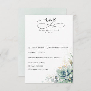 Succulents Verdure et Mariage d'or RSVP
