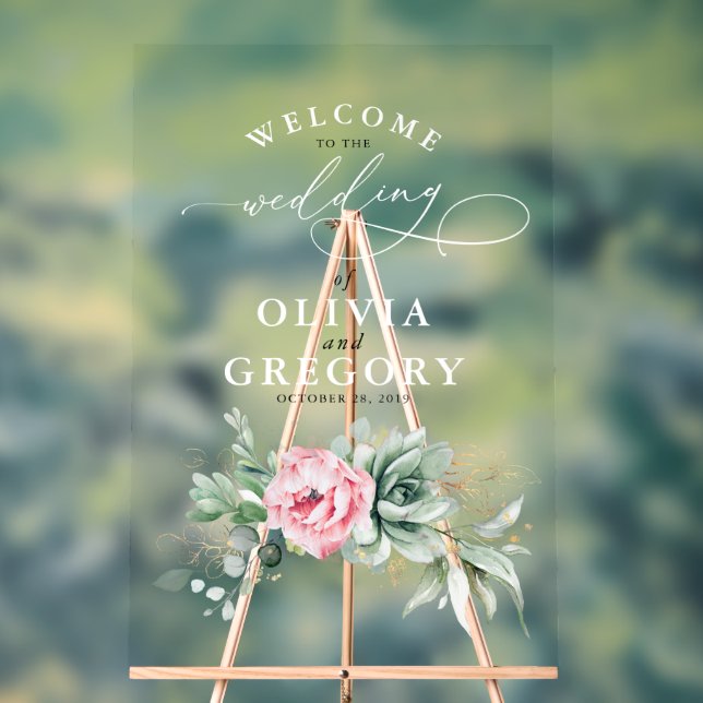 Succulents Verdure rose Floral Mariage Accueil (Neutre)