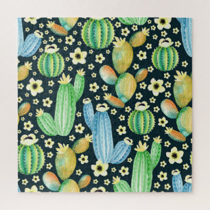 Succulents Watercolor Cactus Floral Pattern