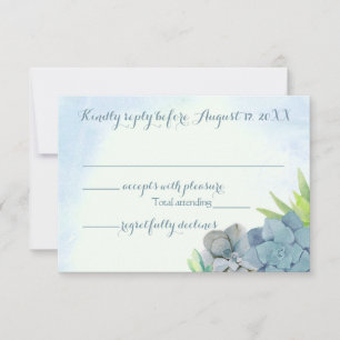 Succulents Wedding Blue Watercolor UAWG RSVP Karte