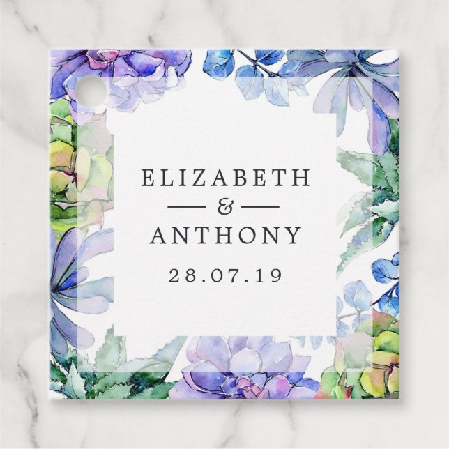 Succulents Wedding Geschenkanhänger (Vorderseite)