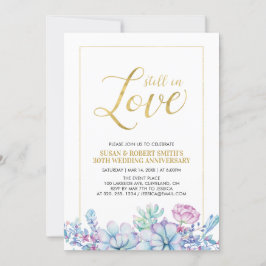 Succules Blume & Gold-Hochzeitsszenario-Party Einladung