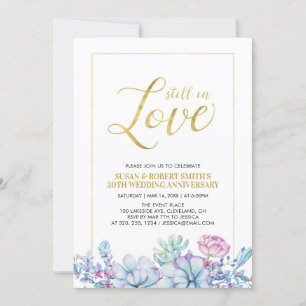 Succules Blume & Gold-Hochzeitsszenario-Party Einladung