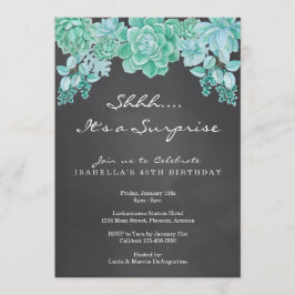 Succules Chalkboard Überraschung Party Einladung