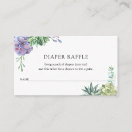 Succules Diaper Raffle Ticket für Babydusche Begleitkarte