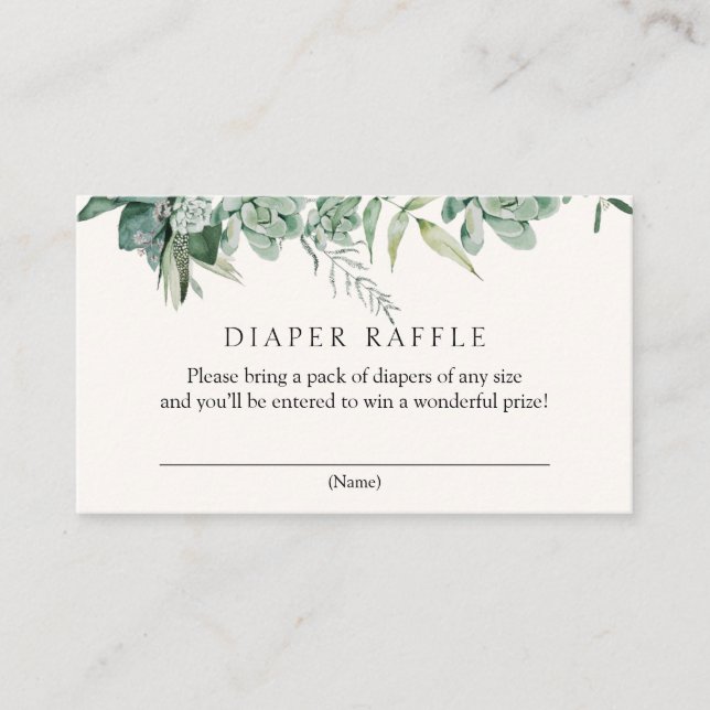 Succules Diaper Raffle Umschließkarte Begleitkarte (Vorderseite)