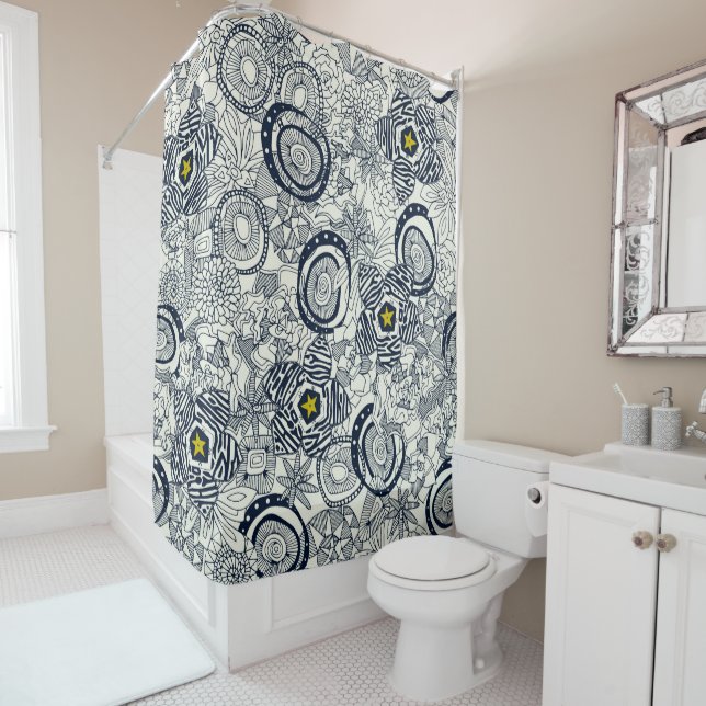 Succules Elfenbein Chartreuse-Stern Duschvorhang (Beispiel)