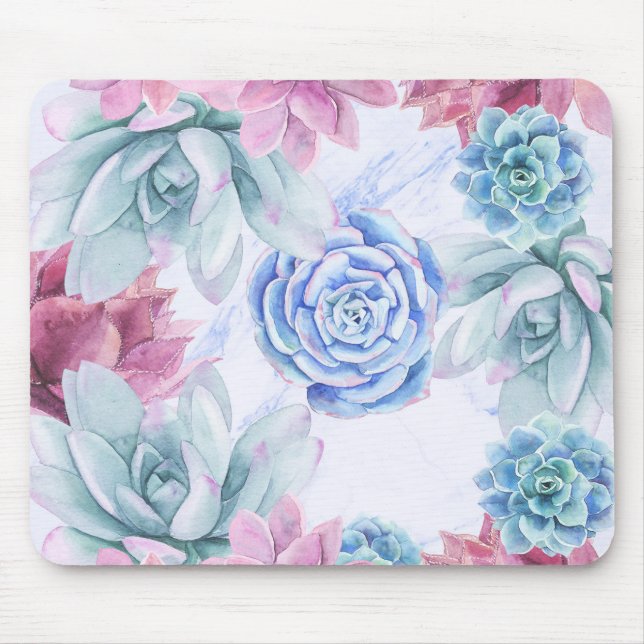 Succules Modern Chic Marmorgarten Fiesta Garden Mousepad (Vorne)
