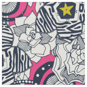 Succules pink chartreuse star stoff