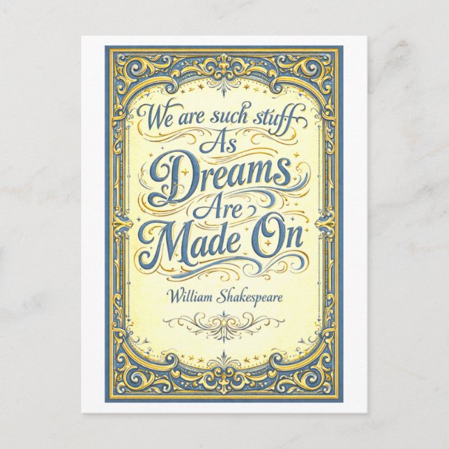 "Such Stuff as Dreams Are Made On" Shakespeare Postkarte (Vorderseite)