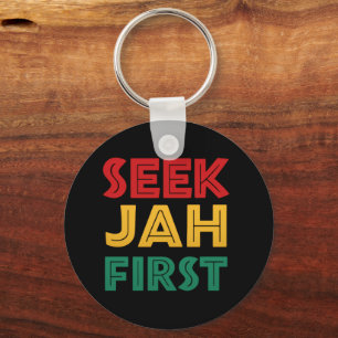 Suche Jah zuerst Rastafari-Reggae-Rasta-Farben Schlüsselanhänger