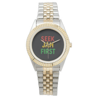 Suche Jah zuerst Rastafarian Reggae Rasta Farben Armbanduhr