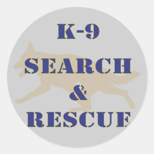 Suche K-9 und Rettung GSD Runder Aufkleber