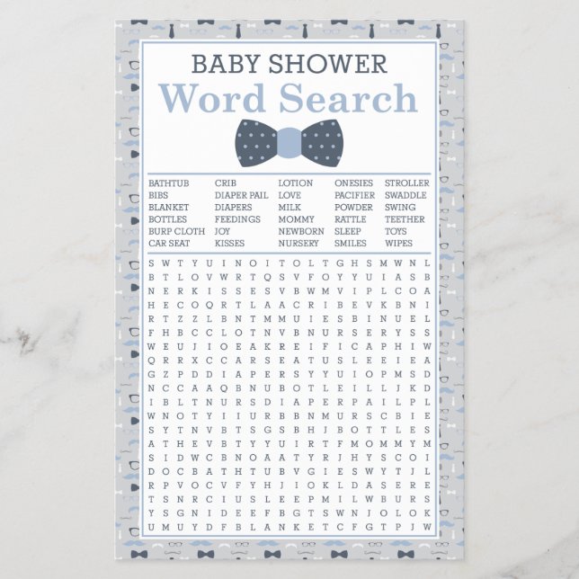 Suche nach Baby Shower Word, blau, grau Flyer (Vorne)
