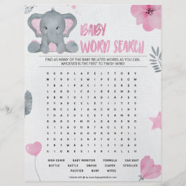 Suche nach Baby Word [Baby Elephant [Rosa] Briefbogen