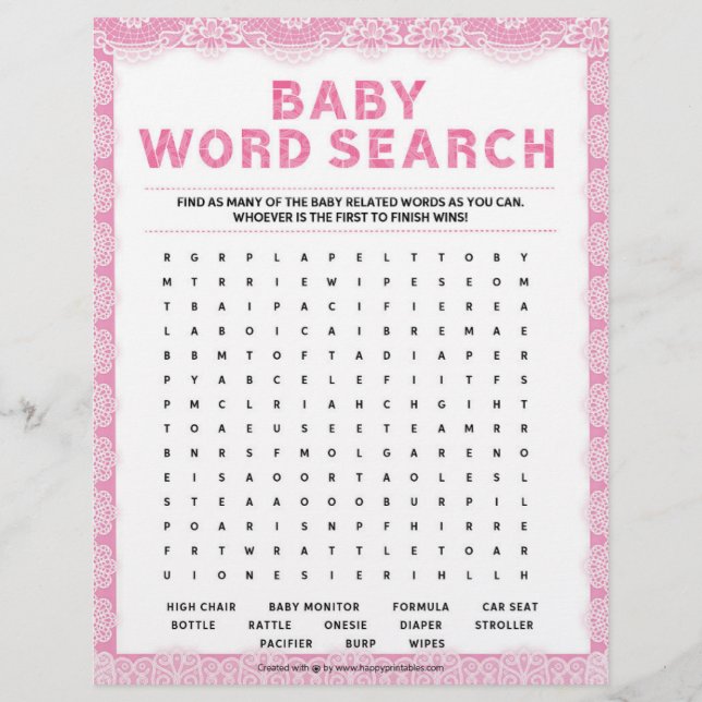 Suche nach Baby Word [Luxus-Spitze [Rosa] Briefbogen (Vorderseite)
