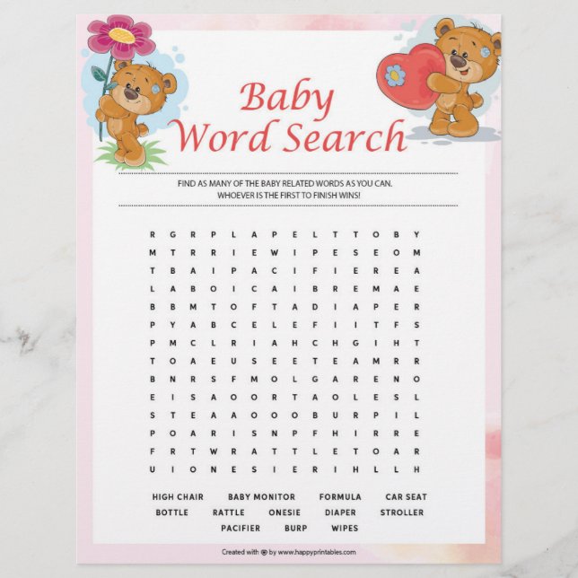 Suche nach Baby Word [Teddy Bears] Briefbogen (Vorderseite)