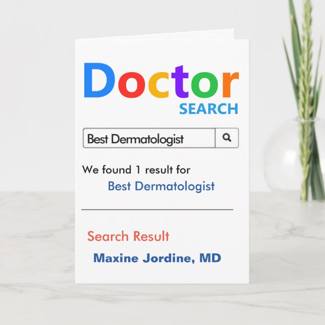 Suche nach dem besten Dermatologen Dankeskarte (Vorderseite)