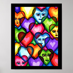 Suche nach Liebe Abstrakte Herzen Originalkunst Poster