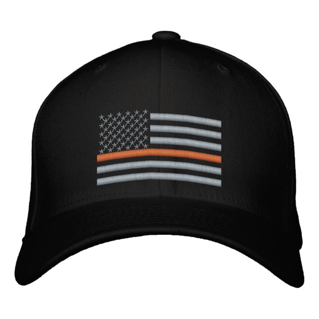 Suche und Rettung der dünnen Orange Line US-Flagge Bestickte Baseballkappe (Vorderseite)