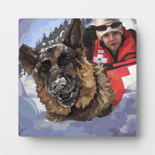 Suche und Rettung deutscher Schafe im Schnee Fotoplatte