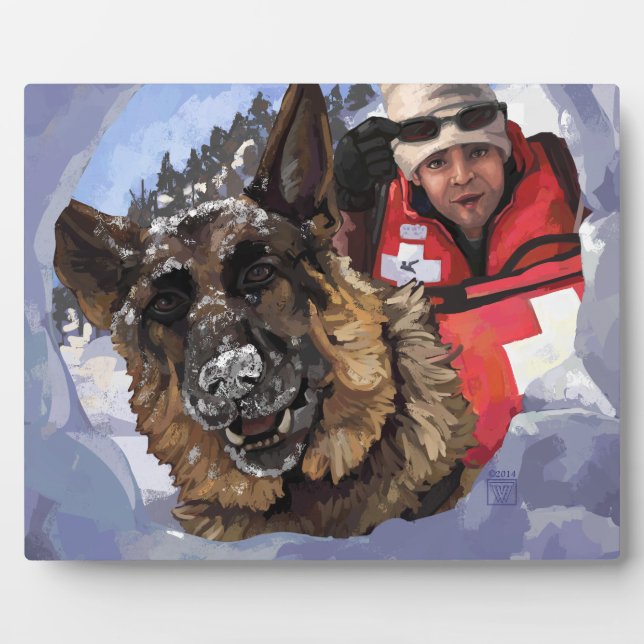 Suche und Rettung deutscher Schafe im Schnee Fotoplatte (Vorderseite)