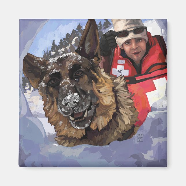 Suche und Rettung deutscher Schafe im Schnee Magnet (Vorne)