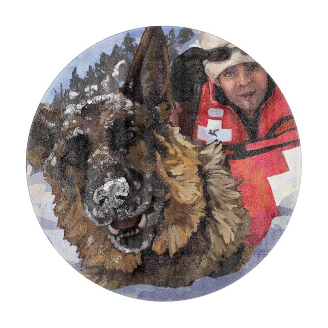 Suche und Rettung deutscher Schafe im Schnee Schneidebrett (Vorderseite)
