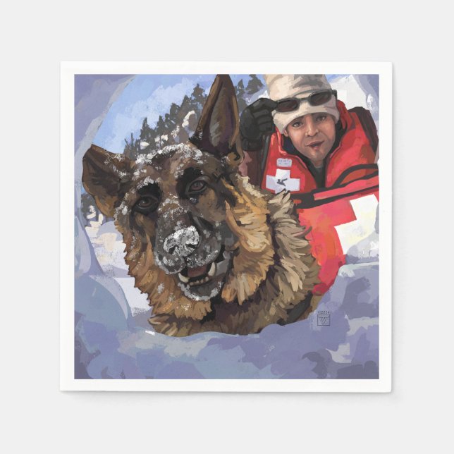 Suche und Rettung deutscher Schafe im Schnee Serviette (Vorderseite)