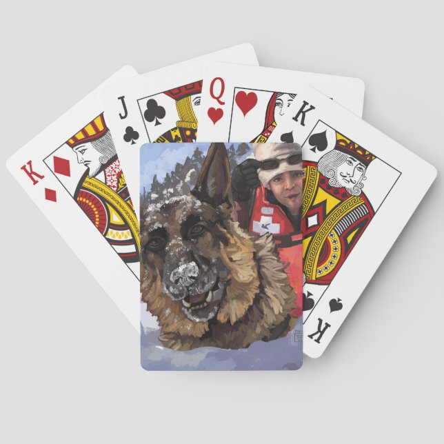 Suche und Rettung deutscher Schafe im Schnee Spielkarten (Rückseite)